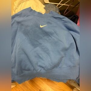 Nike Women's Blue Crewneck Sweater with White Logo
